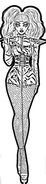 Free colorable bookmarks of a high fashion woman